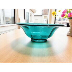 vintage turquoise flower petal design decorative glass bowl